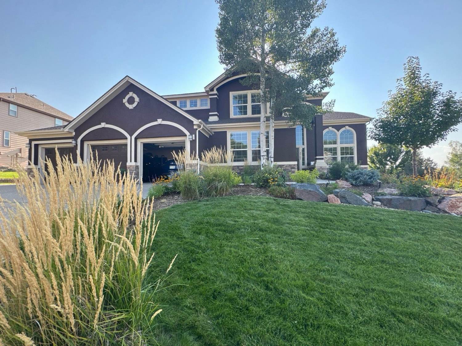 Roofing work underway on a home in Castle Rock, Colorado